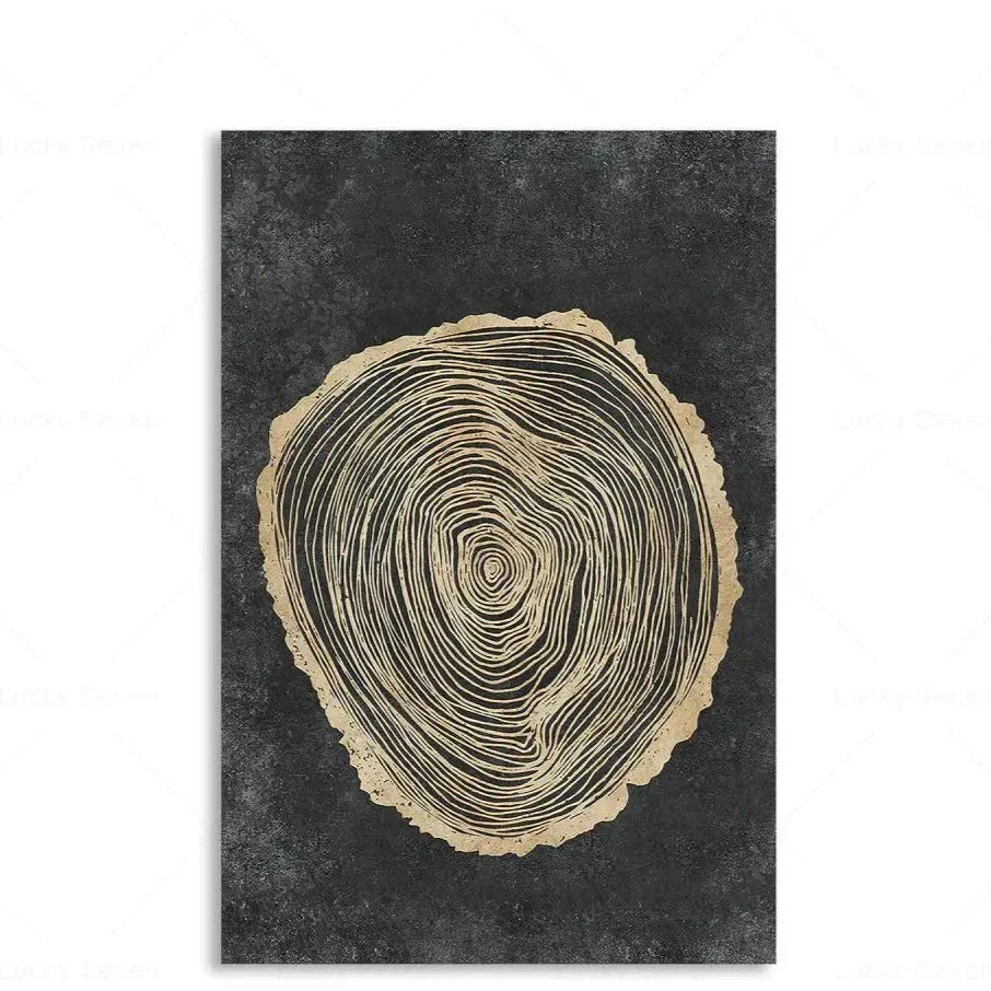 Abstraktes Leinwandbild mit Baumring-Muster – Moderne Wanddekoration – Natürliche Kunst für Wohnzimmer und Schlafzimmer | Sansoti