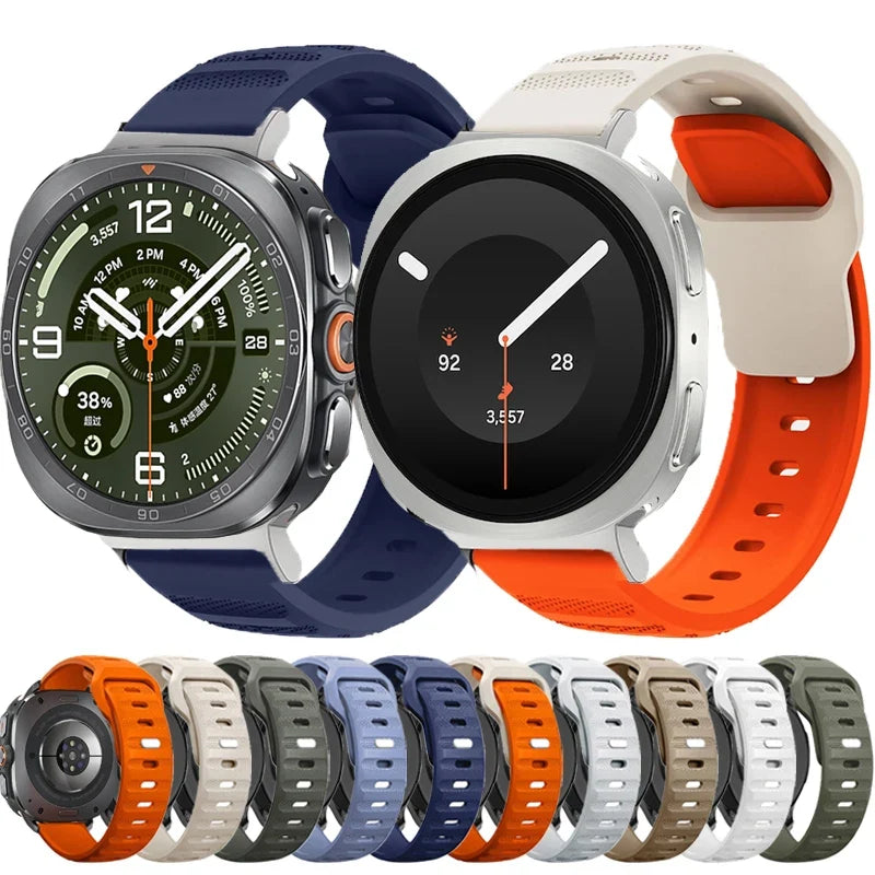 Silicone Ventilated Sports Watch Band for 40mm 44mm 46mm 47mm Smartwatches, Fitness Band, Training, Sports | Sansoti