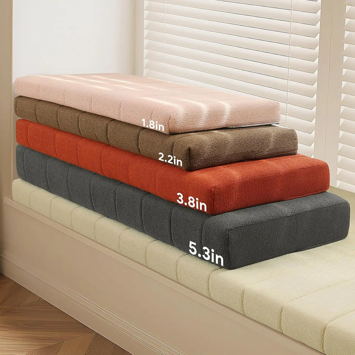 Velvet seat cushion, 4 cm thick, non-slip teddy bench mat for garden benches, windowsills, indoor and outdoor garden furniture | Sansoti