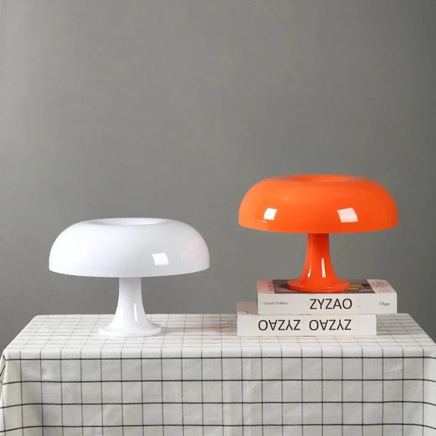 Lampa stołowa w stylu retro, grzybek, włoski design, PVC, 28 cm, ciepłe światło | Sansoti
