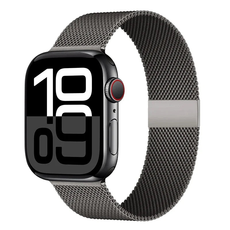 Mediolański pasek do zegarka z siatki ze stali nierdzewnej, regulowany, z magnetycznym zapięciem, do smartwatcha 38–49 mm, akcesorium na nadgarstek | Sansoti