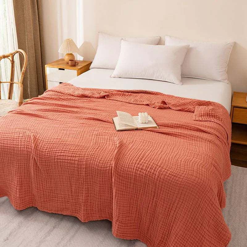Plaid en mousseline 6 épaisseurs 100 % coton Doux Respirant Léger pour chambre à coucher canapé sofa voyage | Sansoti