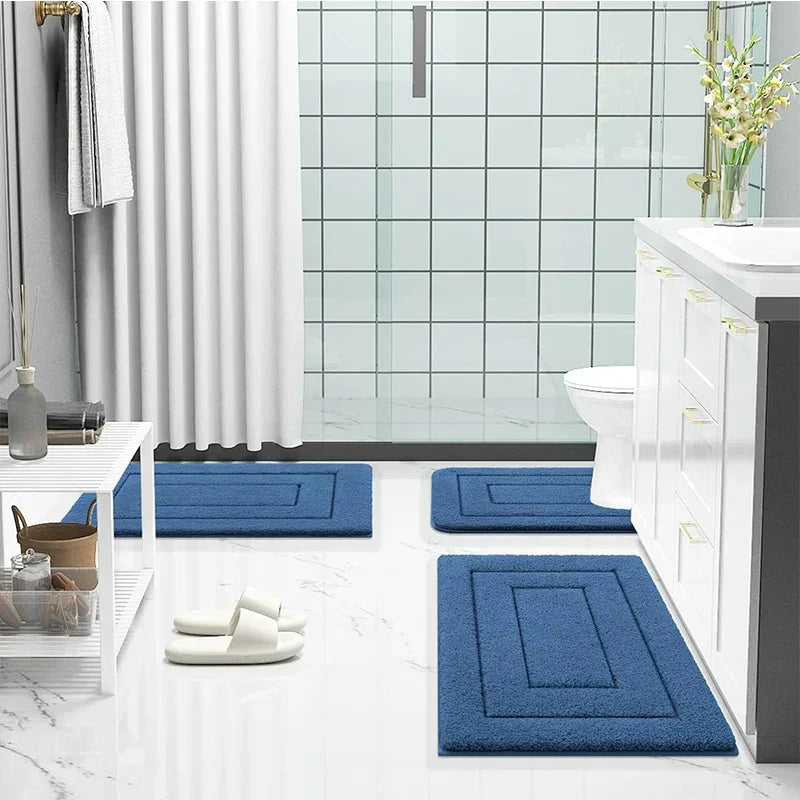Non-Slip Bath Mat Microfiber Double-Layer Super Absorbent Bathroom Rug Safe Soft Shower Mat Quick-Drying | Sansoti