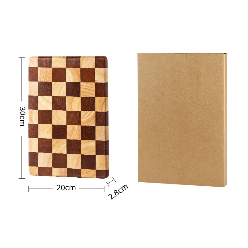 Houten Snijplank End Grain Rubberhout Rechthoekig Omkeerbaar Serveerplateau Keuken Hapjes Brood Serveren | Sansoti