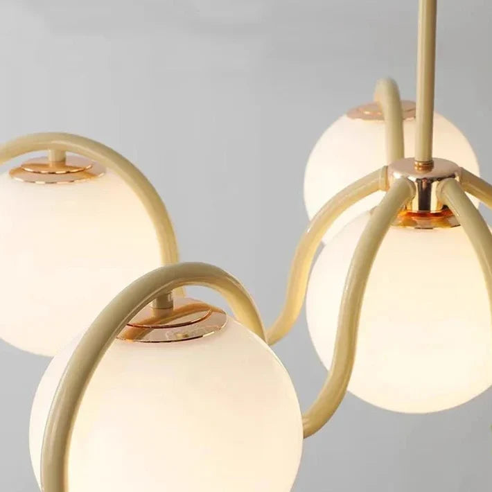 Runde Glaskronleuchter 69 cm, 6 Leuchten, Glas, Metall, stimmungsvoll, Wohnzimmer, Schlafzimmer, Arbeitszimmer | Sansoti