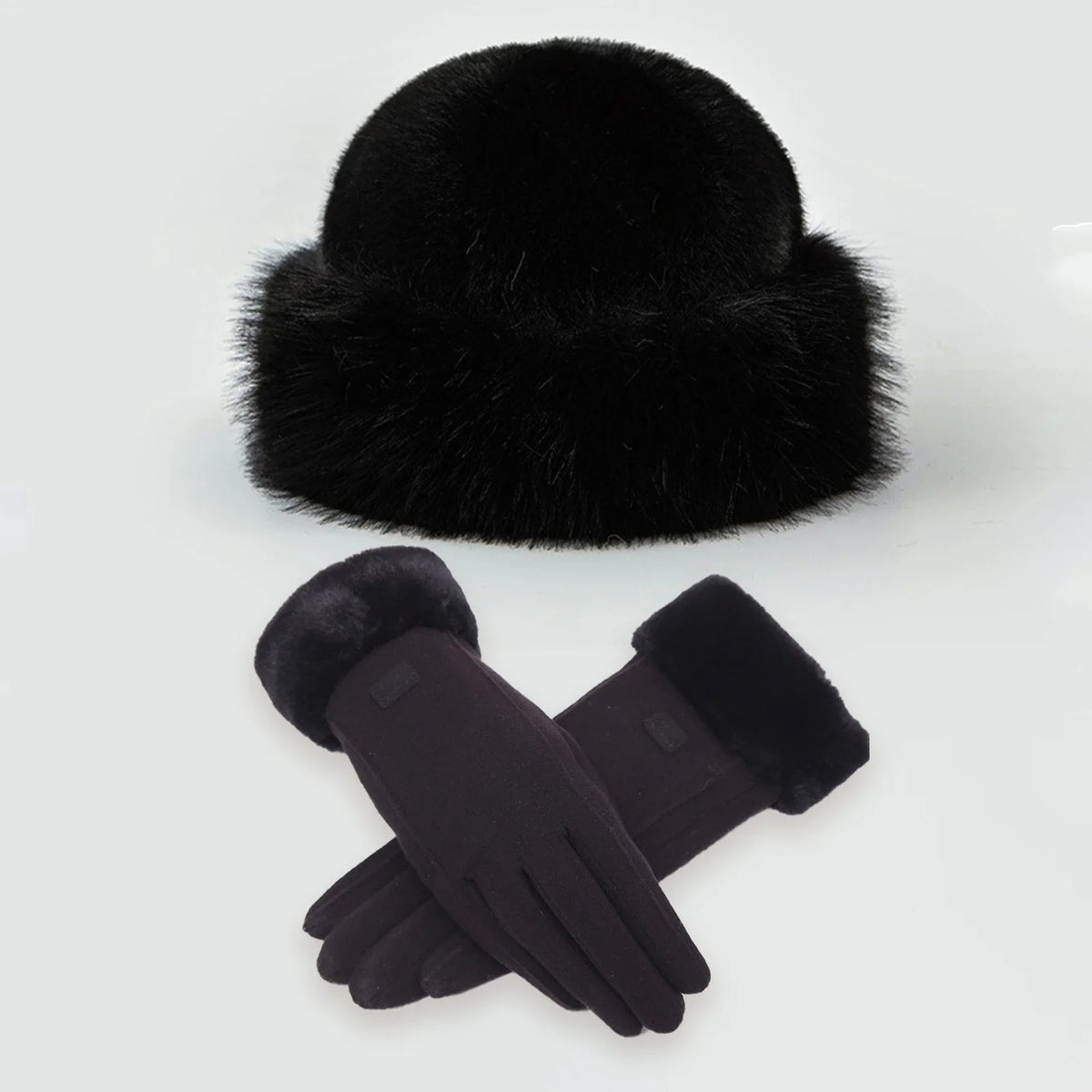 Pluche Winterset Muts en Handschoenen Dames Heren Dikke Fleece Beanie Oudroze Zwart Wit Warm Winter Skimuts | Sansoti