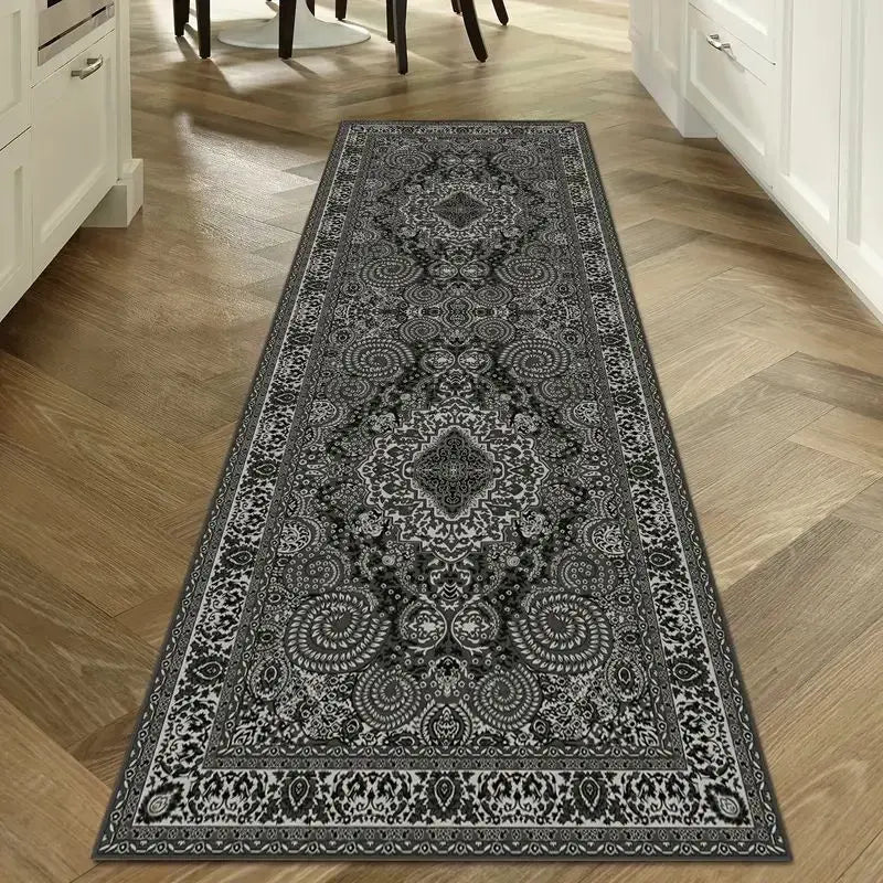 Alfombra de pasillo vintage lavable de terciopelo antideslizante, varios tamaños, para pasillo, cocina, salón y recibidor, de estilo escandinavo | Sansoti