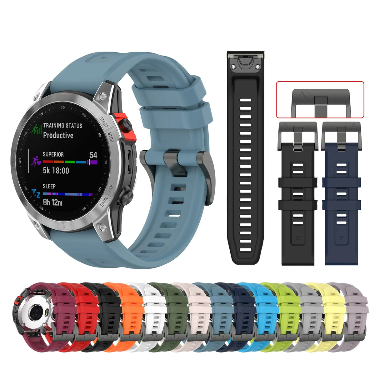 Silicone Smartwatch Band 20mm 22mm 26mm Adjustable Sports Watch Wristband Replacement Strap Comfortable | Sansoti