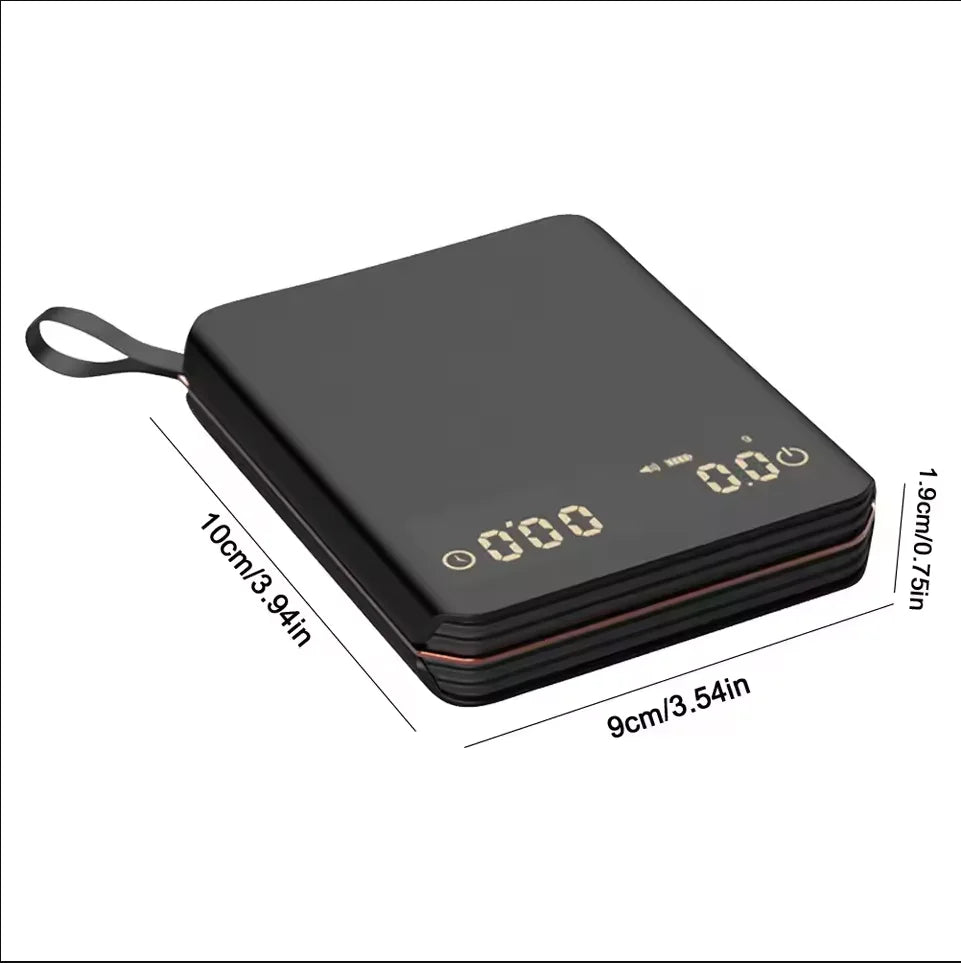 Kaffewaage Digital 2000g Wiederaufladbar USB-C Timer Espresso Präzision 0,1g LED Kompakt Tragbar Barista Küchenwaage | Sansoti