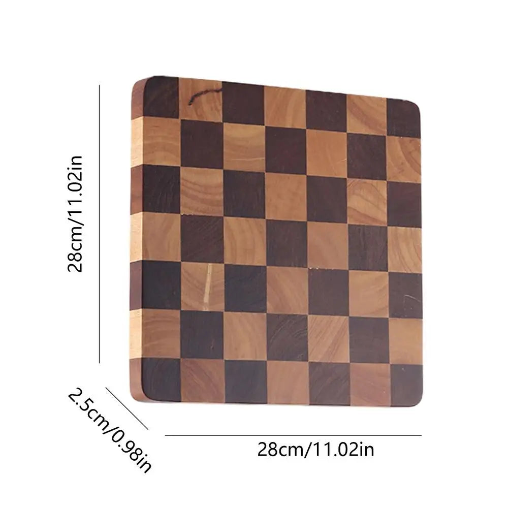 Wooden Cutting Board Checkerboard Pattern Solid Wood Sturdy Thick Planks Non-Slip Kitchen Board Professional | Sansoti