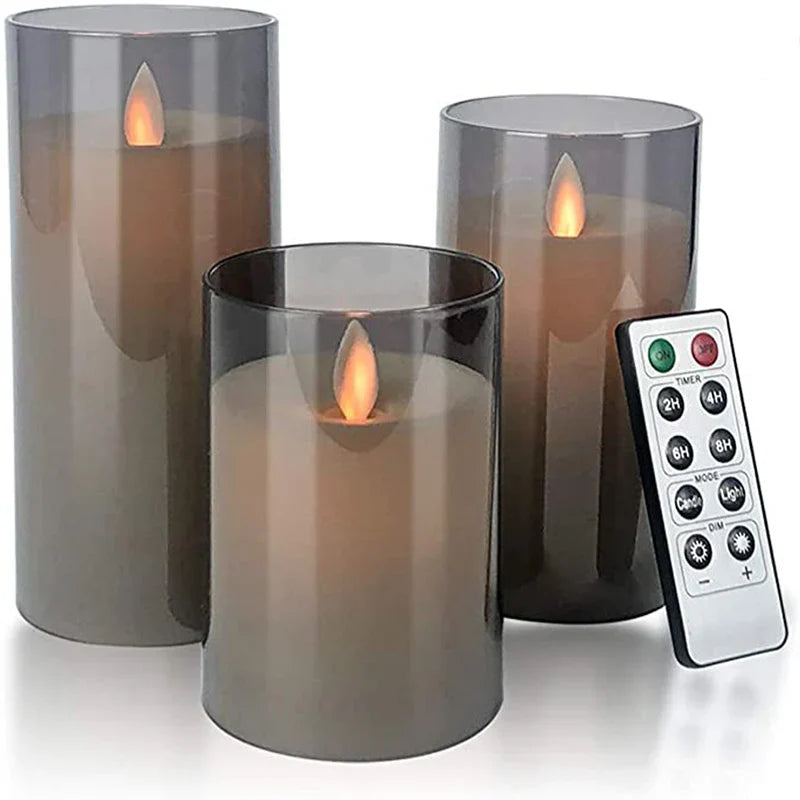 LED Candle Set of 3 Pieces Flameless Candles with Timer and Remote Control Realistic Flicker | Sansoti