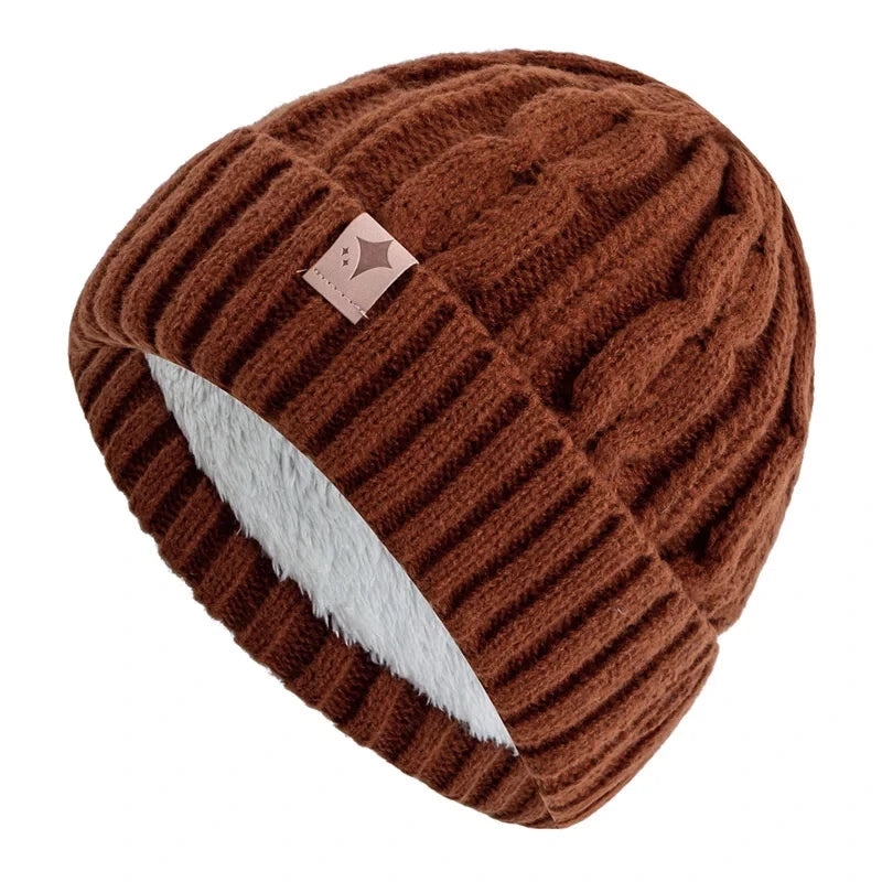Gestrickte Wintermütze Unisex weiche Acryl-Beanie mit Sternmuster warme Kopfbedeckung 56-60cm Casual Outdoor | Sansoti