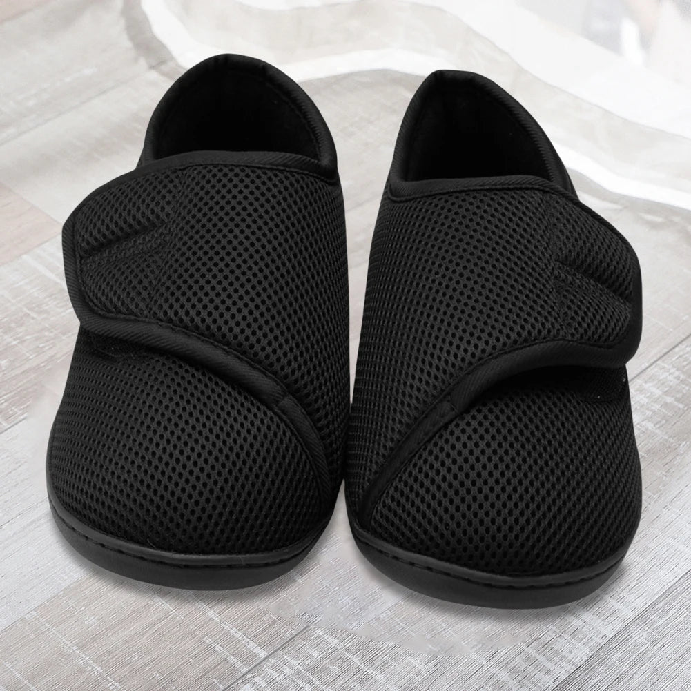 Verstellbare Gesundheitsschuhe mit Klettverschluss und schwarzem Mesh zur Unterstützung der Fußsohle, medizinisch, unisex | Sansoti