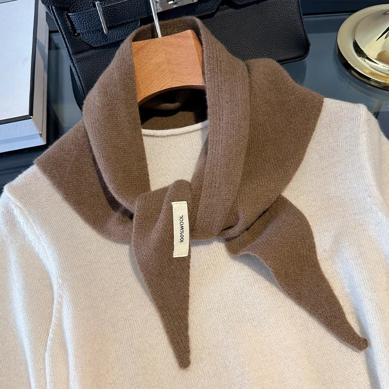 Gebreide Wollen Driehoekssjaal Dames Winterwarm Zachte Halsdoek Effen Kleur Design Comfortabel Stijlvol | Sansoti