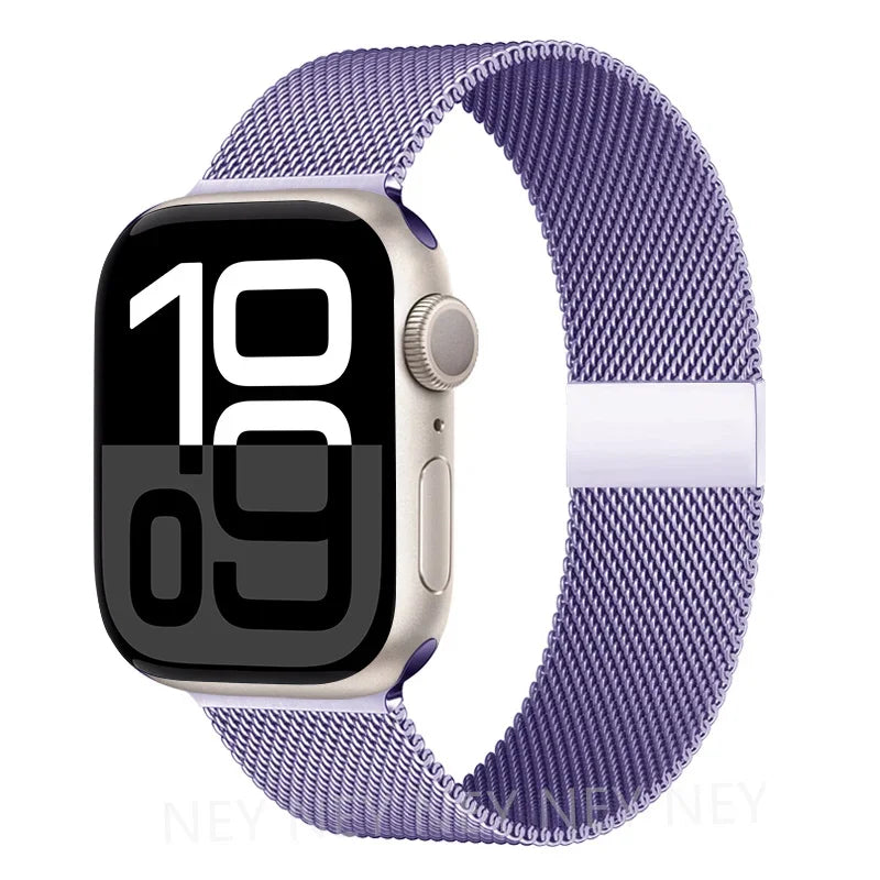 Mediolański pasek do zegarka z siatki ze stali nierdzewnej, regulowany, z magnetycznym zapięciem, do smartwatcha 38–49 mm, akcesorium na nadgarstek | Sansoti