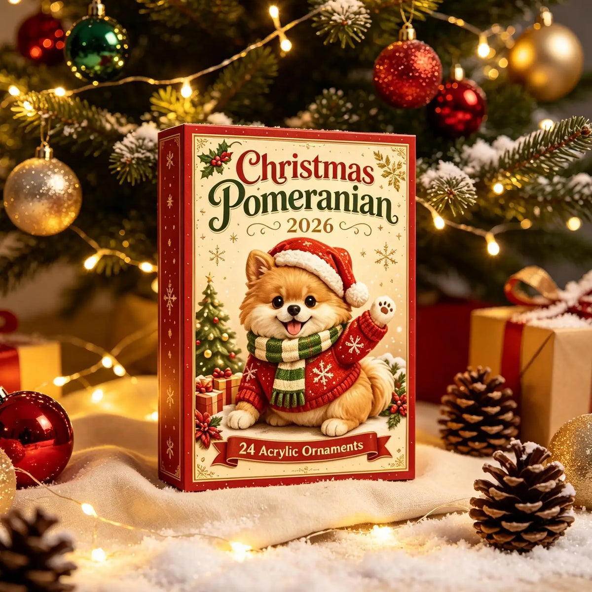 Honden Adventskalender met 24 Acryl Hondenhangers Kerstdecoratie Aftellen Kerstboom Wanddecoratie Feestdagen | Sansoti