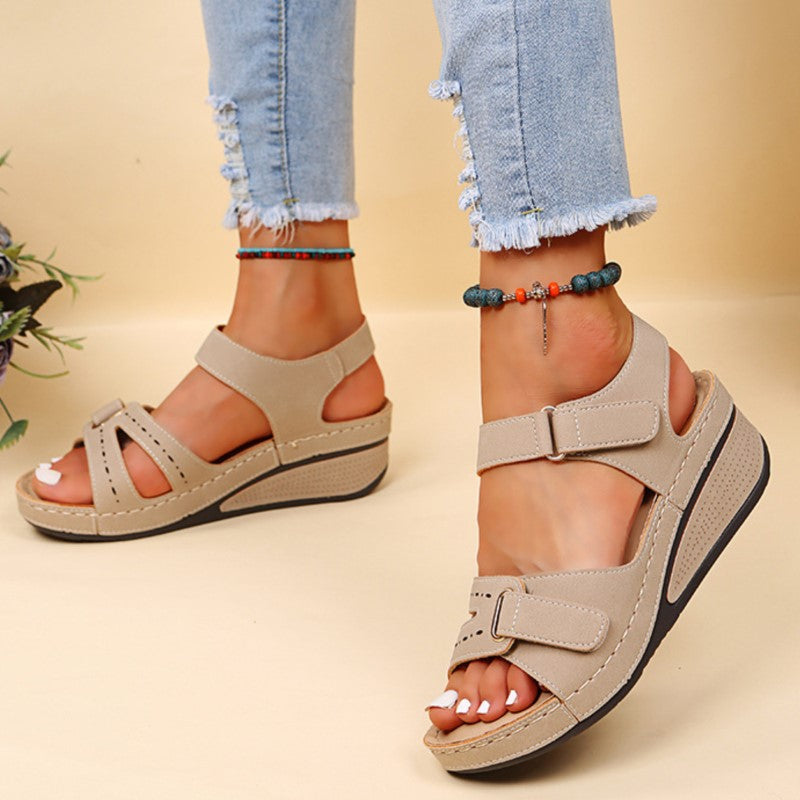 Women's Orthopedic Sandals Velcro Soft Summer Footwear Non-Slip Breathable Adjustable Casual Shoes | Sansoti