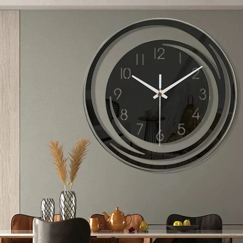 Wall Clock Black Acrylic - Modern Geometric Design - Silent Mechanism - Scandinavian Timeless Elegance | Sansoti