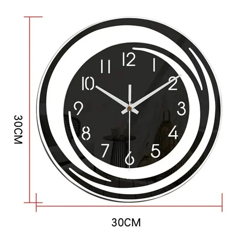 Wall Clock Black Acrylic - Modern Geometric Design - Silent Mechanism - Scandinavian Timeless Elegance | Sansoti