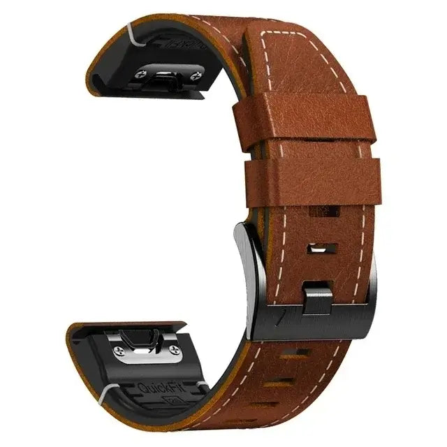 Leather-Silicone Mix Smartwatch Band 22mm 26mm Waterproof QuickFit Watch Band Sport Everyday Use Wristband | Sansoti