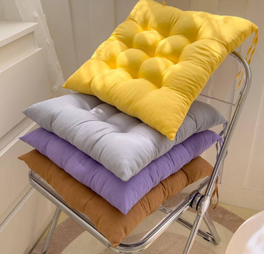 Coussin d’assise carré 40x40 cm marron, aspect lin, rembourrage en coton, pour chaise, chaise de bureau, chaise de salle à manger ou balcon | Sansoti