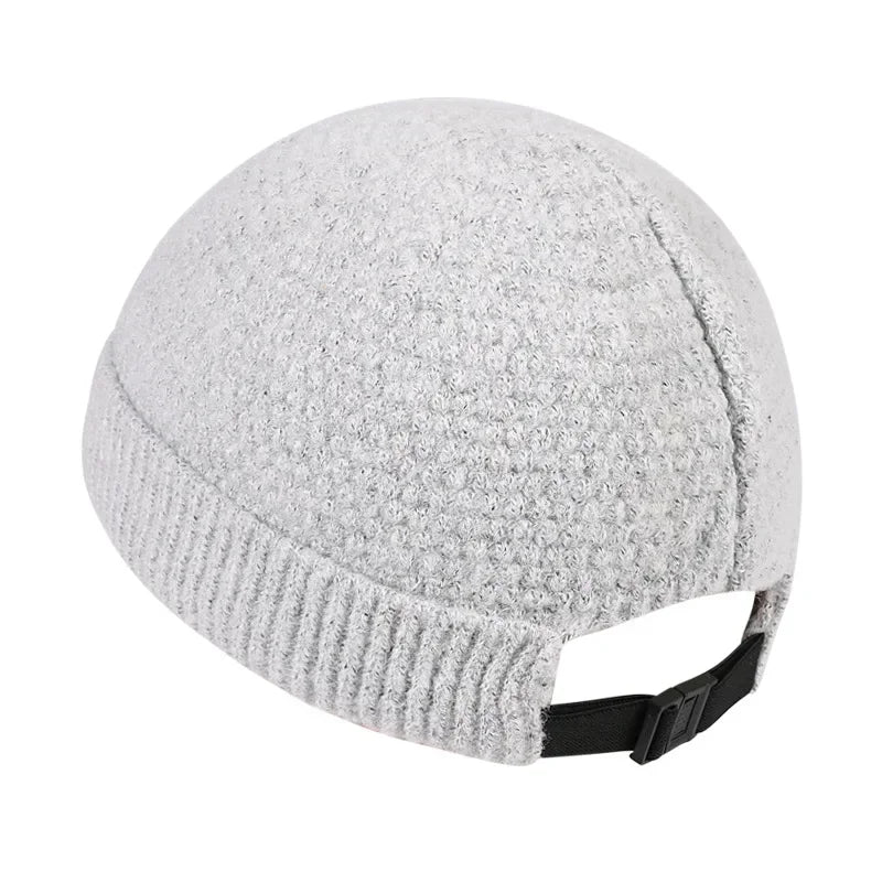 Gestrickte Mütze Winterhut aus Baumwolle, lässige Beanie, Kappenmütze im Hip-Hop-Stil, Outdoor-Unisex-Warmkopfbedeckung | Sansoti