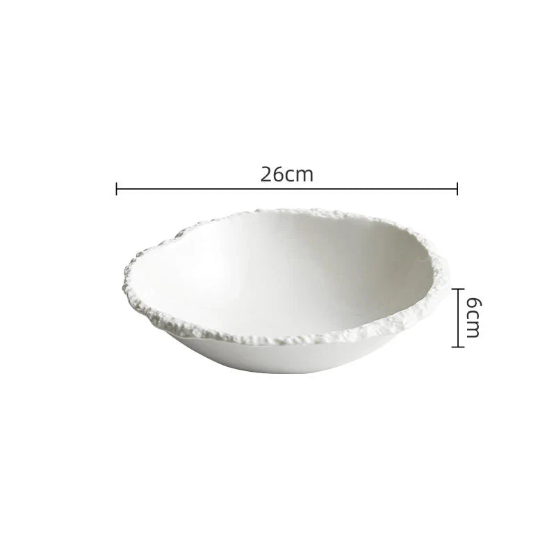 Ceramic Serving Bowl Rustic Natural Design for Salad and Warm Dishes | Sansoti