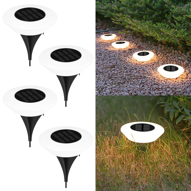 Solar Garden Lighting 4-Piece Set for Paths and Borders Weatherproof LED Outdoor Lamps Automatic Day-Night Sensor Black | Sansoti