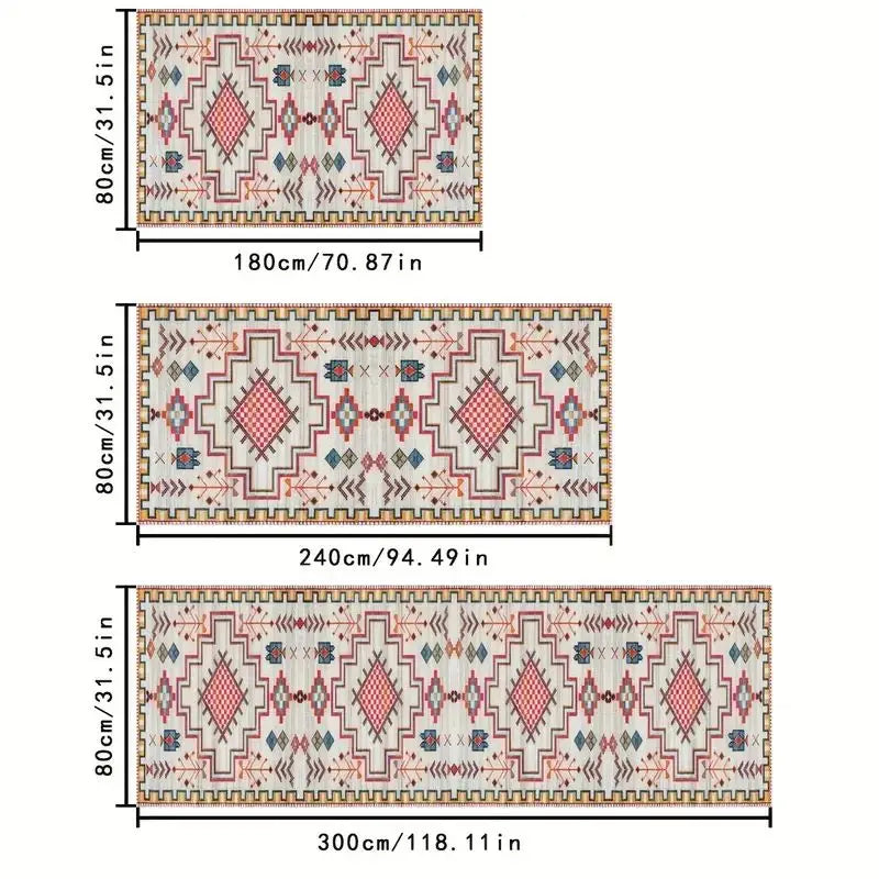 Alfombra de pasillo vintage lavable de terciopelo antideslizante, varios tamaños, para pasillo, cocina, salón y recibidor, de estilo escandinavo | Sansoti