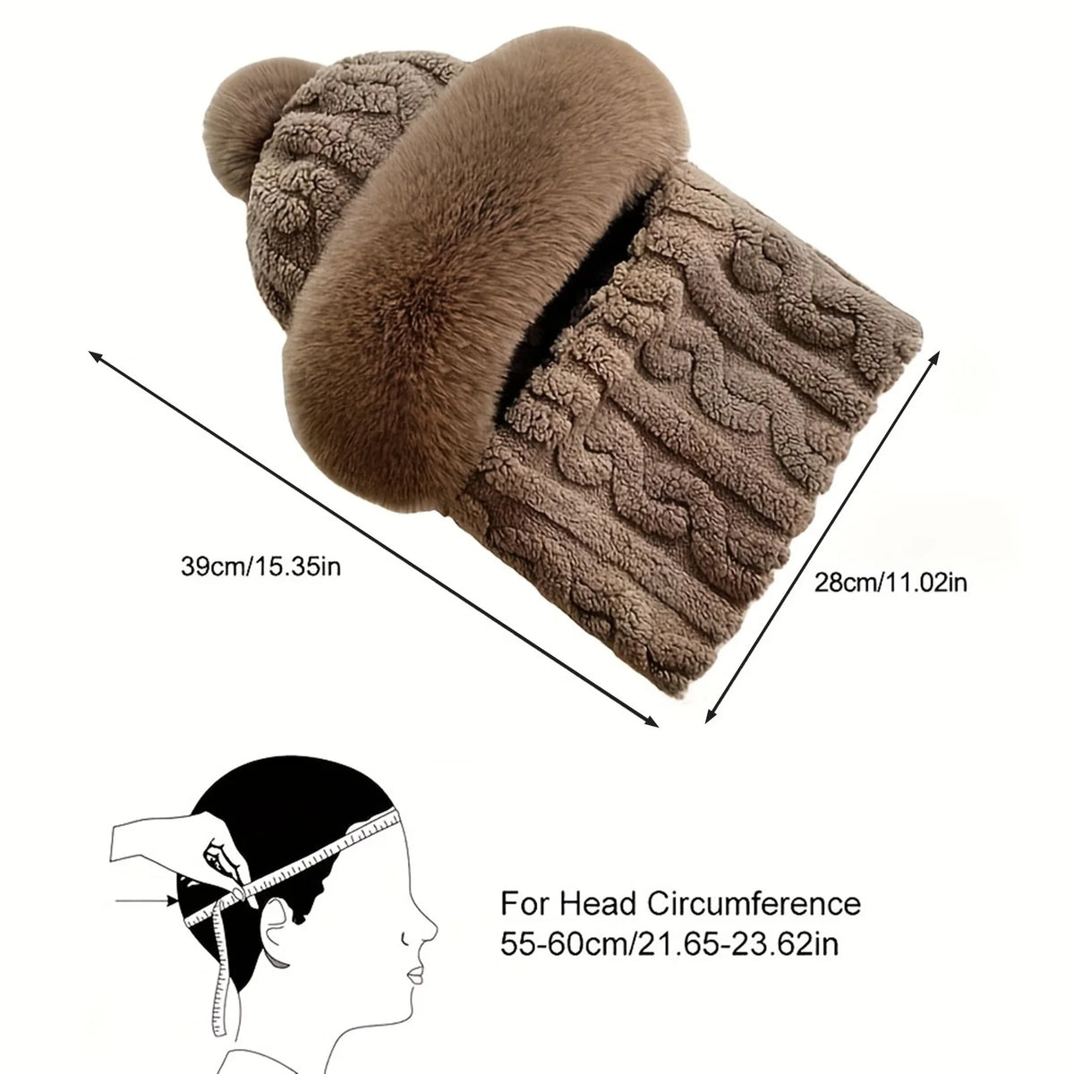Fleece Balaclava with Pom-Pom Black Beige Khaki – Winter Hat Scarf Neck Warmer Hood Women Men Cycling | Sansoti