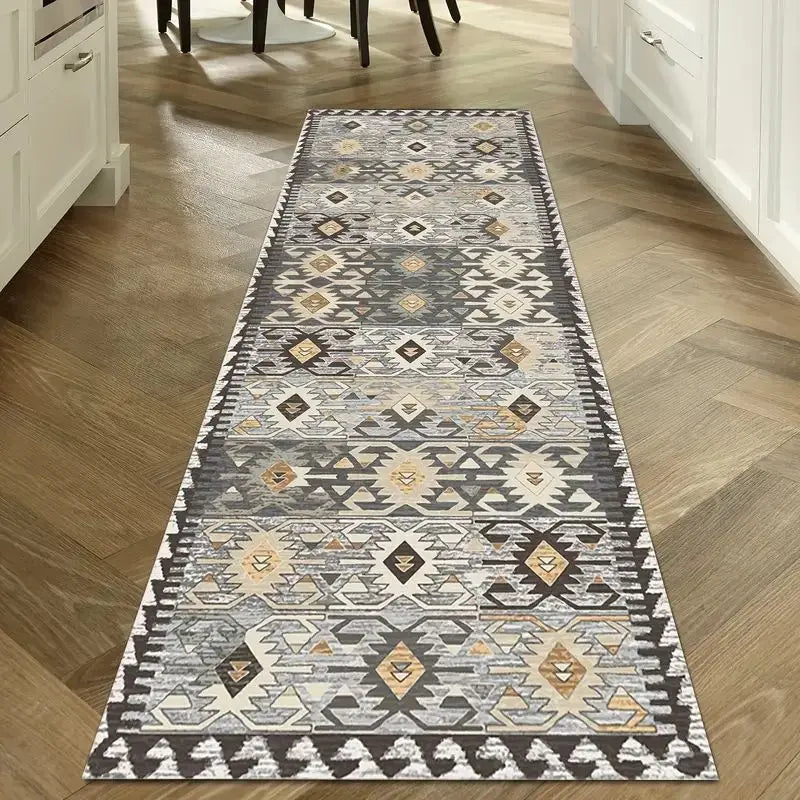 Alfombra de pasillo vintage lavable de terciopelo antideslizante, varios tamaños, para pasillo, cocina, salón y recibidor, de estilo escandinavo | Sansoti