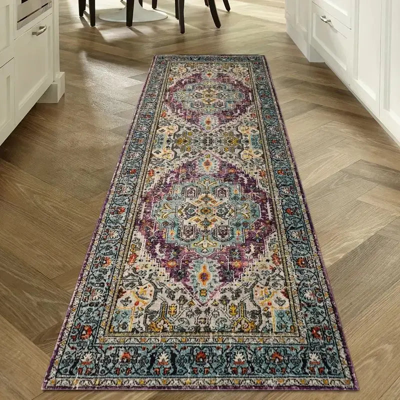 Alfombra de pasillo vintage lavable de terciopelo antideslizante, varios tamaños, para pasillo, cocina, salón y recibidor, de estilo escandinavo | Sansoti