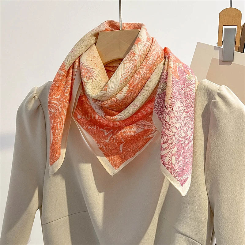Quadratisches Bandana 68x68cm mit Baumwollprint, Kopftuch für Damen, Haar- und Halstuch, multifunktional für alle vier Jahreszeiten | Sansoti