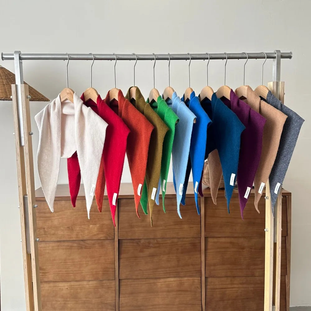 Wollen Driehoeksjaal Vrouwen Winterwarm Gebreide Omslagdoek Effen Pashmina Sjaal Hoofddoek Hals Accessoire | Sansoti