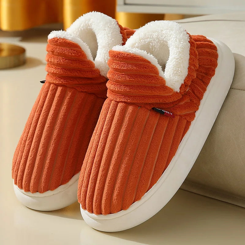 Plüschpantoffeln Unisex Winterschlappen Weiche Sohle für drinnen Warme Pantoffeln Rutschfest Herbst Winter Komfort | Sansoti
