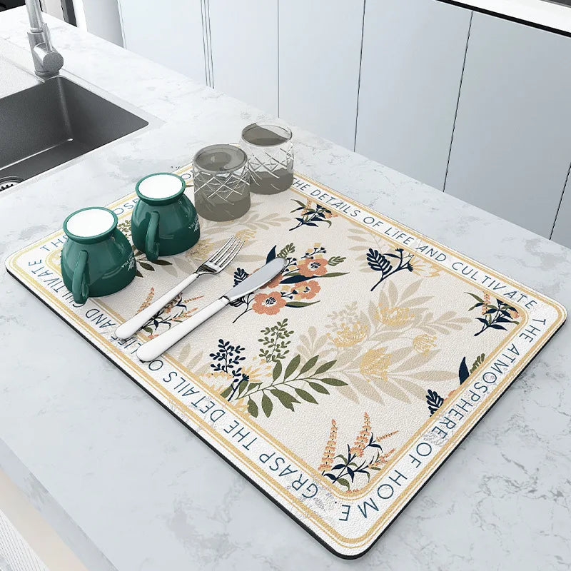 Absorbent Non-Slip Kitchen Mat 50x60cm Microfiber Quick-Drying Washable Hygienic Floor Rug Countertop | Sansoti