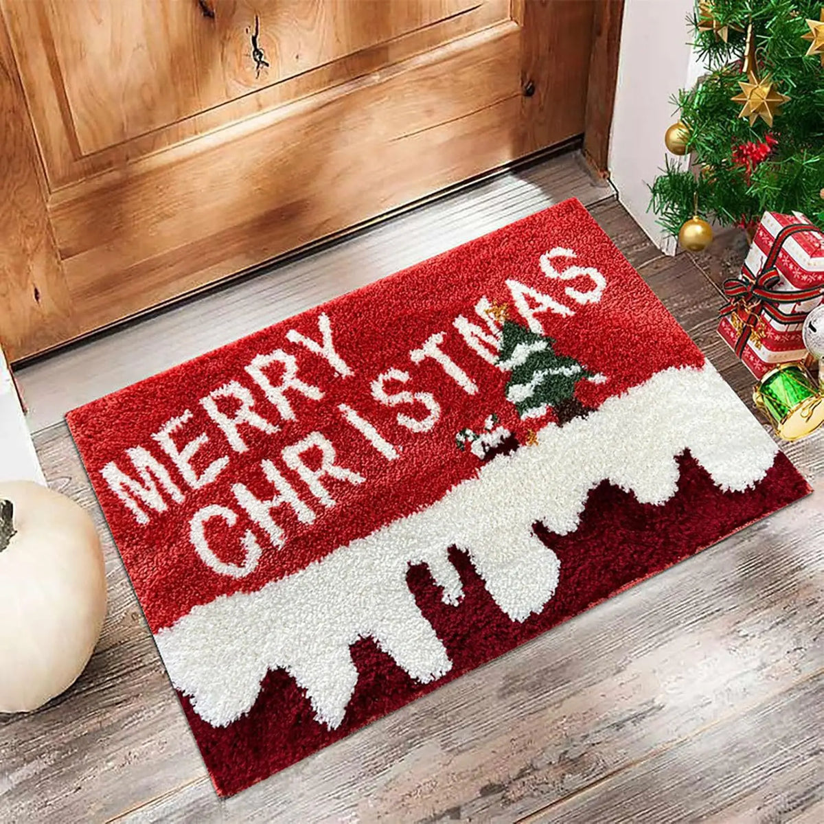 Kerstmat Deurkleed 40x60cm Antislip Feestelijke Entree Decor Kerstman Sneeuwpop Winter Seizoen Deurmat | Sansoti