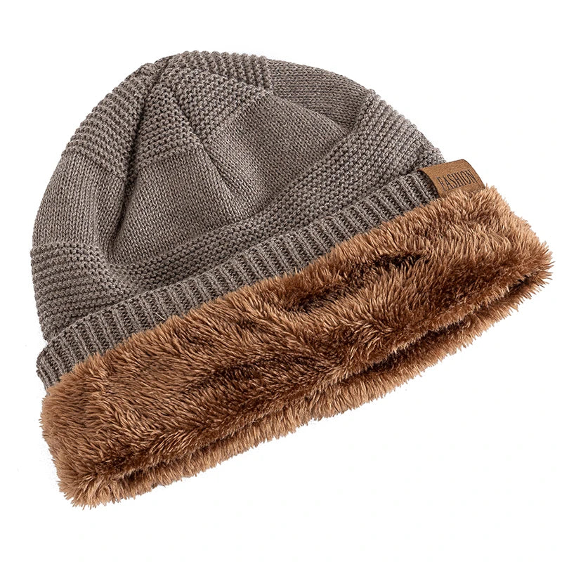 Gestrickte Slouchy-Beanie-Wintermütze mit Fleecefutter, Unisex, lässige Streetwear, für Erwachsene, Kopfumfang 56-60cm | Sansoti