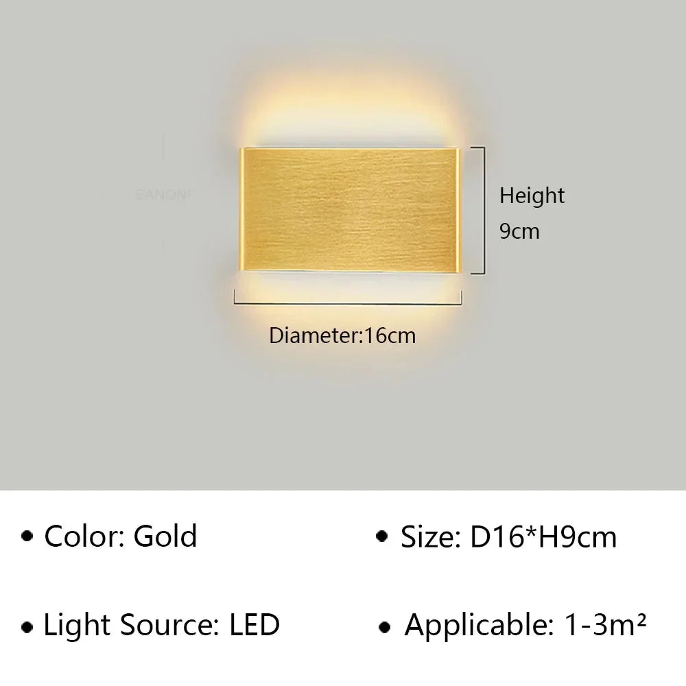 LED Wall Light Modern Aluminum Acrylic 30cm Warm White Black Gold Bedroom Hallway Bathroom Minimalist Design | Sansoti