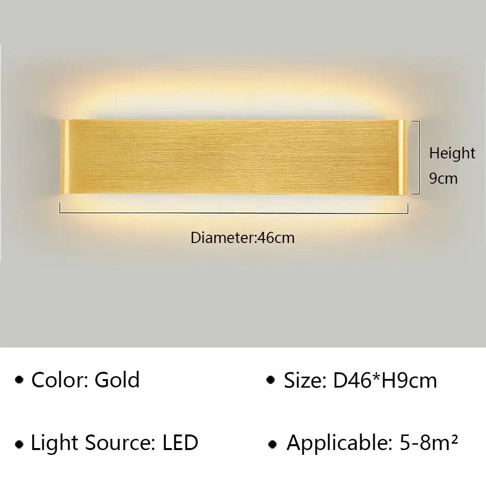 LED Wall Light Modern Aluminum Acrylic 30cm Warm White Black Gold Bedroom Hallway Bathroom Minimalist Design | Sansoti