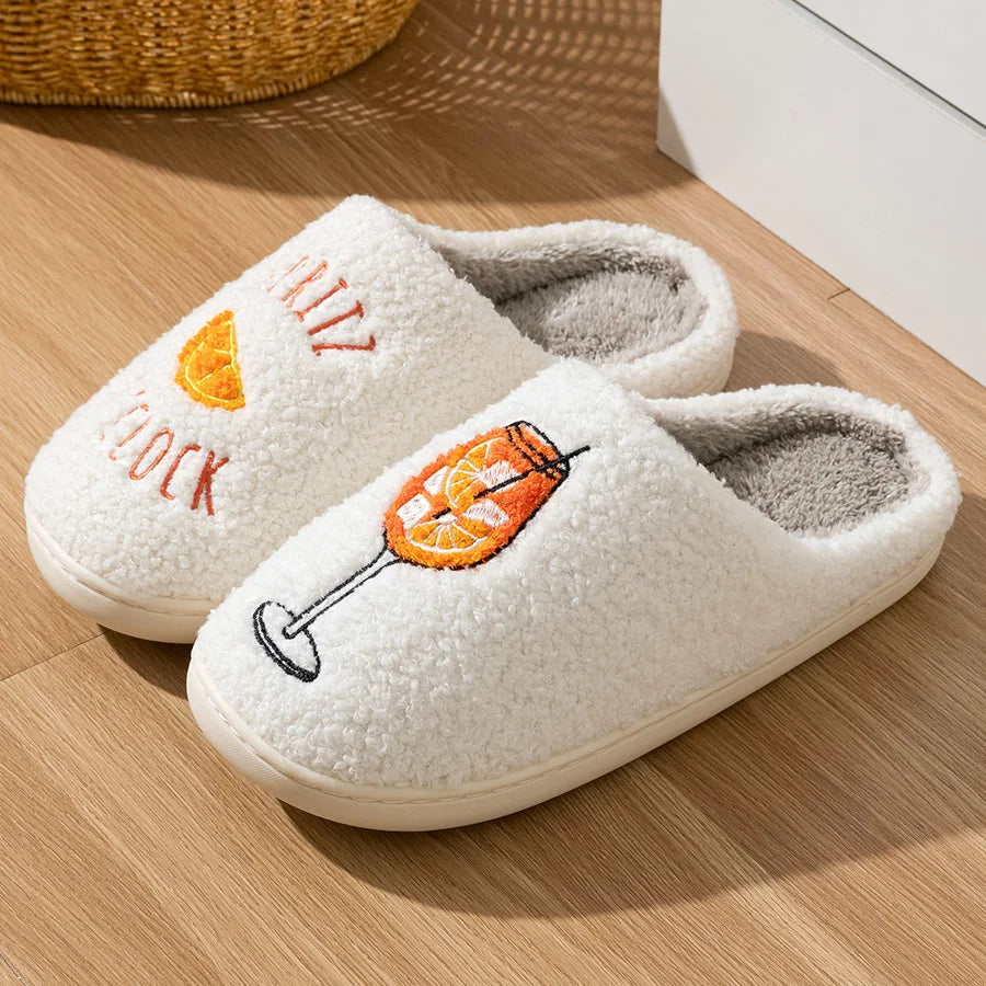 Weiche Damenhausschuhe mit Plüschfutter, rutschfester TPR-Sohle, bequeme Winterschuhe für drinnen | Sansoti
