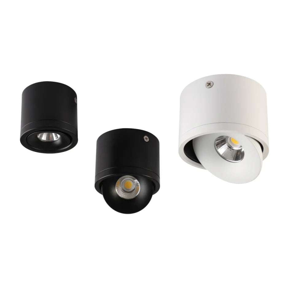 Dimmable Ceiling Spot Light 20W Black Surface-Mounted Cast Aluminium 7,4 cm Rotatable Warm White 3000K or Cool White 6000K CRI Ra90 | Sansoti