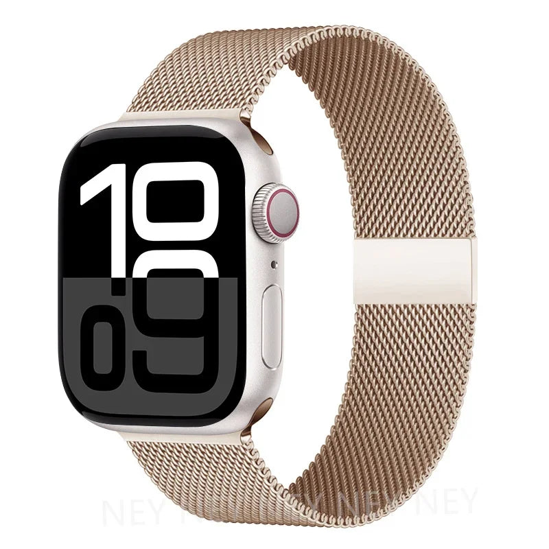 Mediolański pasek do zegarka z siatki ze stali nierdzewnej, regulowany, z magnetycznym zapięciem, do smartwatcha 38–49 mm, akcesorium na nadgarstek | Sansoti