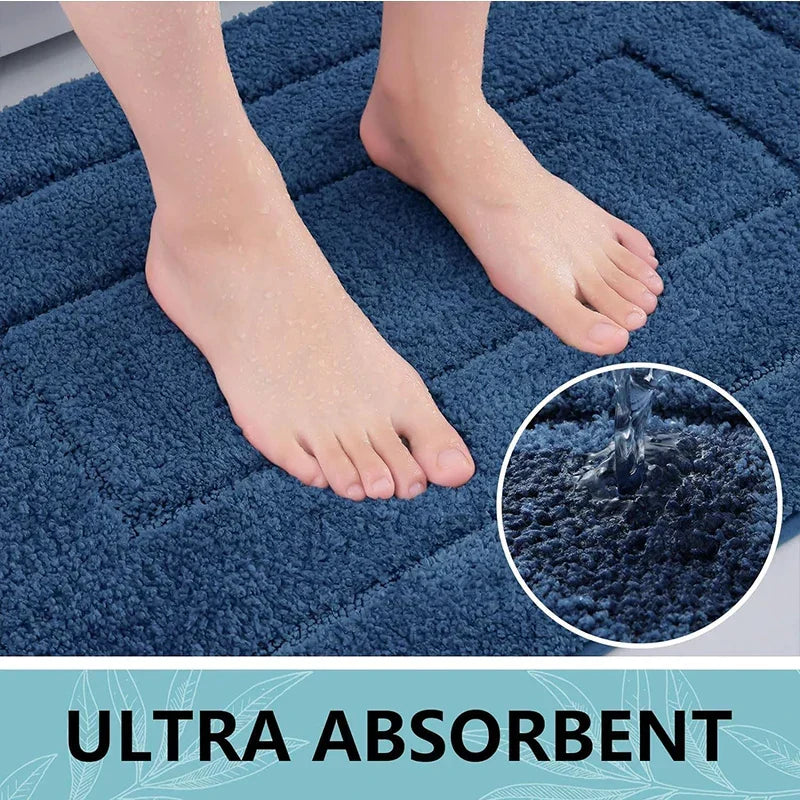 Non-Slip Bath Mat Microfiber Double-Layer Super Absorbent Bathroom Rug Safe Soft Shower Mat Quick-Drying | Sansoti