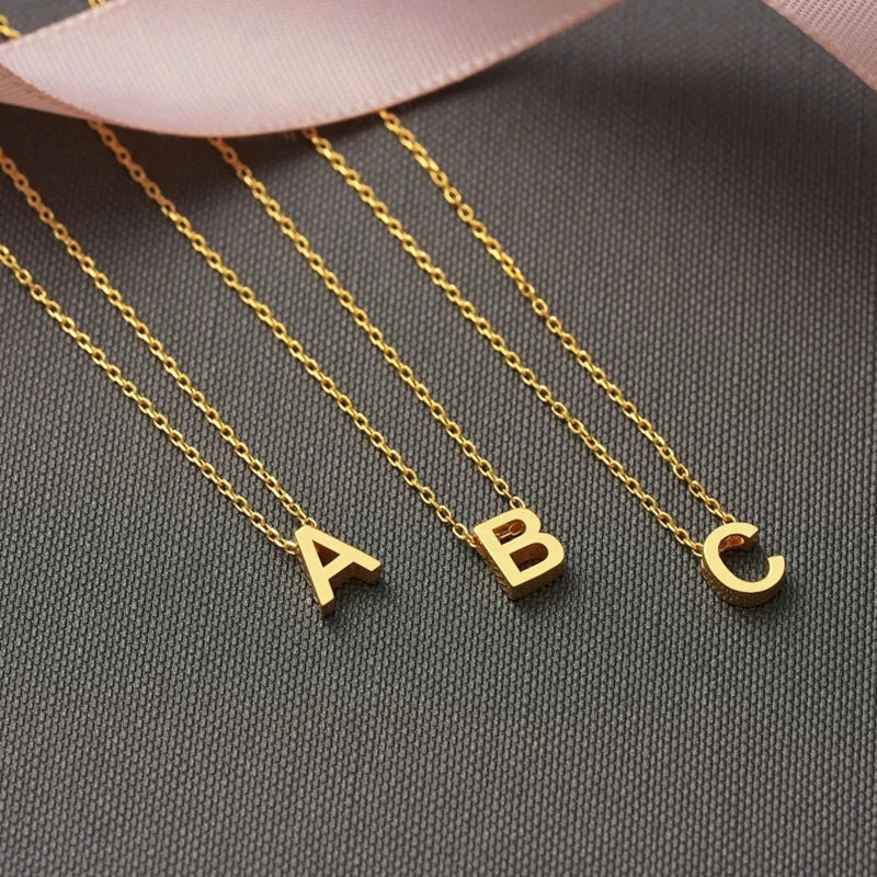 Minimalist Letter Initial Necklace – Stainless Steel with Adjustable Chain – Customizable – Elegant for Daily or Festive Wear | Sansoti