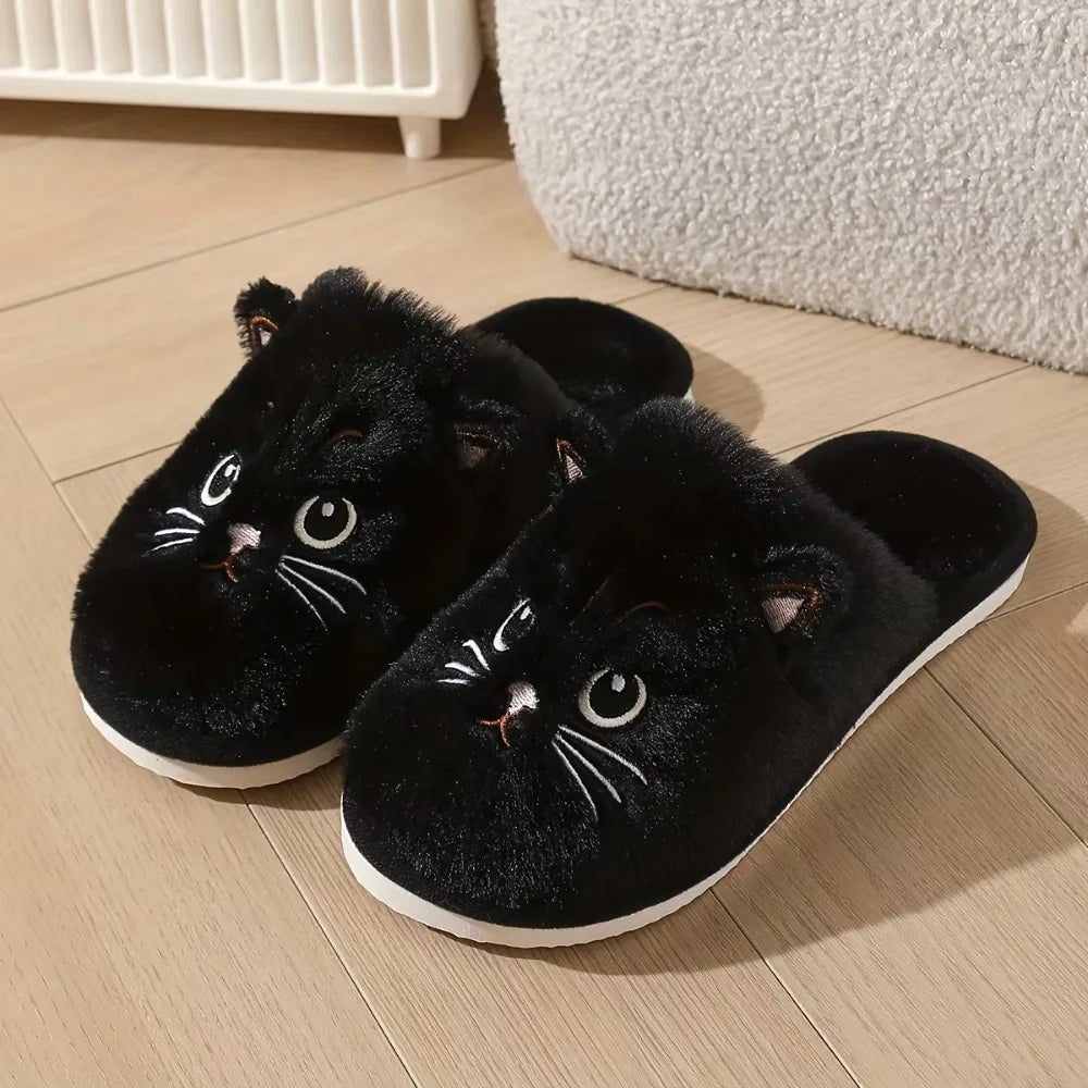 Dames Huispantoffels Kattendesign Winterwarm Pluche Antislip EVA-zool Comfortabel Binnenshuis Zacht Knuffel | Sansoti