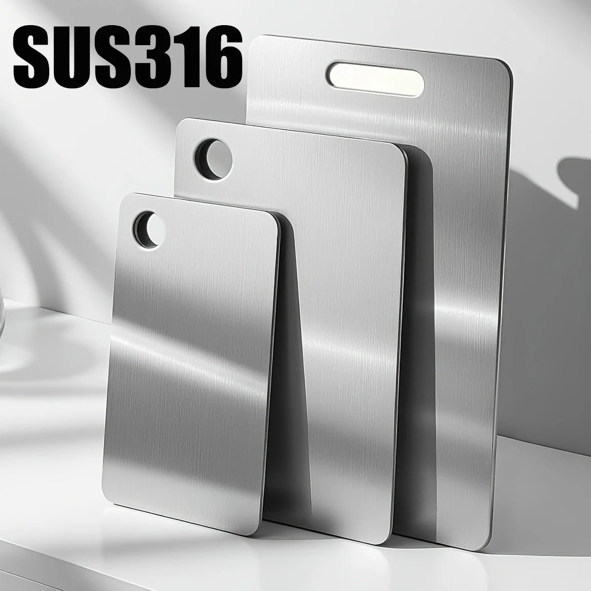 Stainless Steel Cutting Board, Double-Sided, Food-Safe 316 Steel, Hygienic, for Slicing Fruit, Meat, and Vegetables | Sansoti
