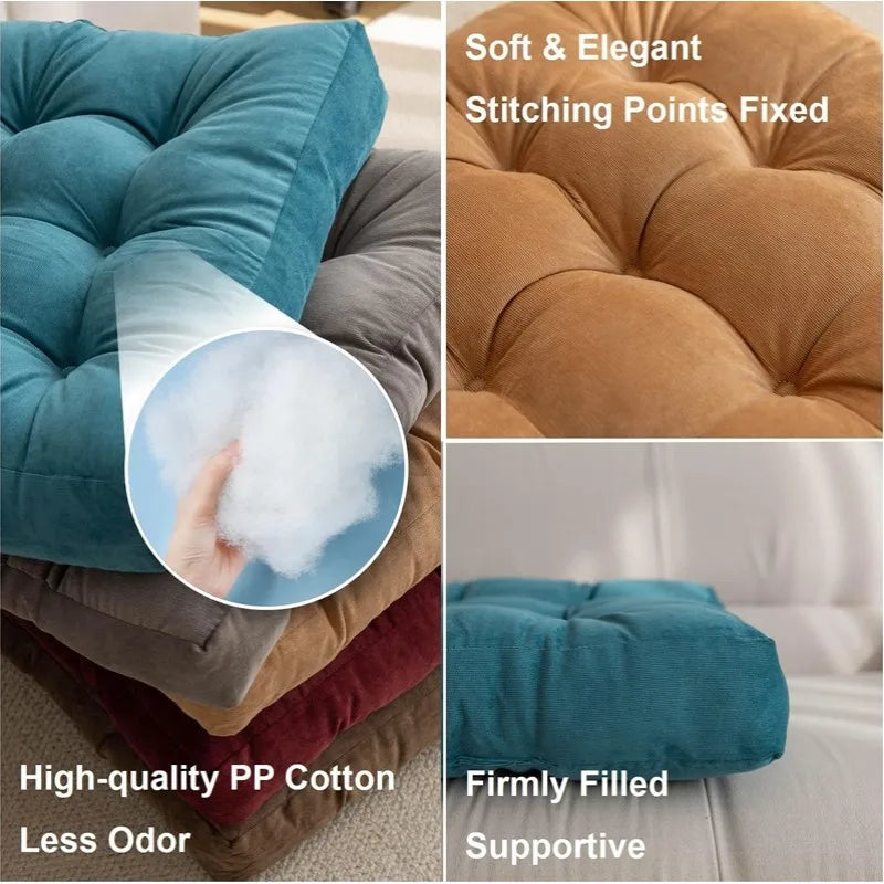 Quilted Square Seat Cushion Polyester Yoga Meditation Floor Balcony Relaxation Comfort 45cm 53cm Home | Sansoti