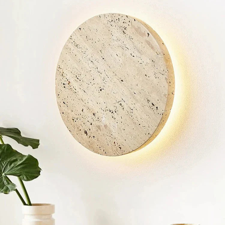 Wandlampe Travertin Rund LED Modern Naturstein Ø23 Ø30 | Sansoti