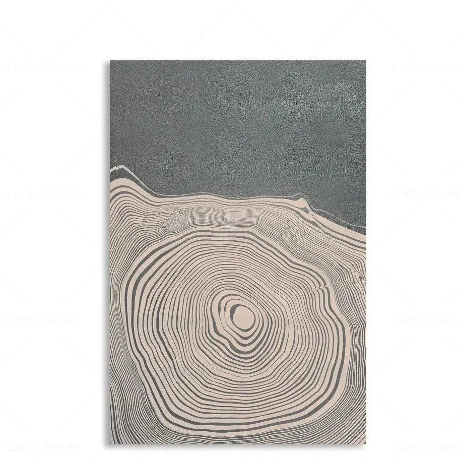Abstraktes Leinwandbild mit Baumring-Muster – Moderne Wanddekoration – Natürliche Kunst für Wohnzimmer und Schlafzimmer | Sansoti